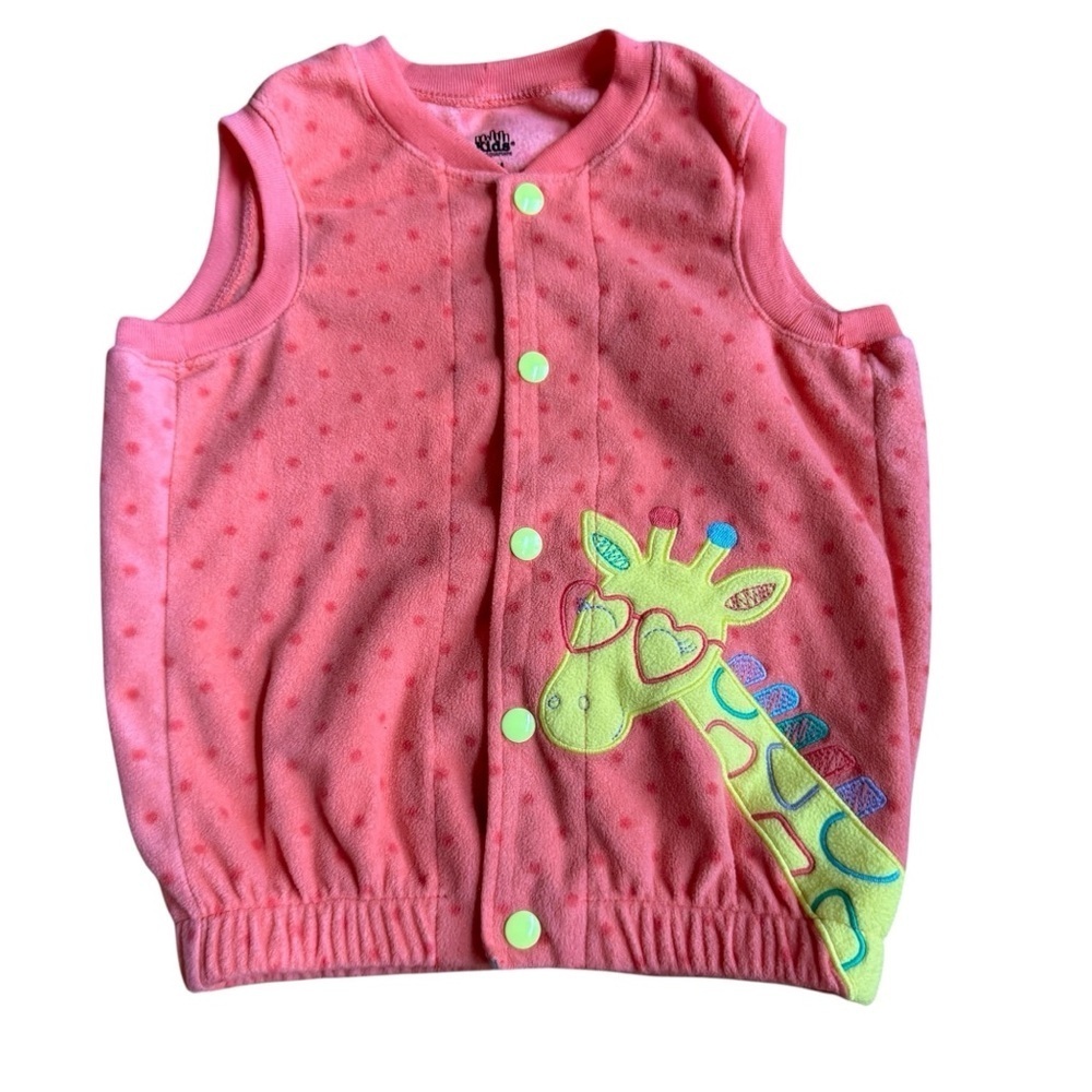 kids Headquarters Peach Giraffe Fleece Vest Baby Girl 18M